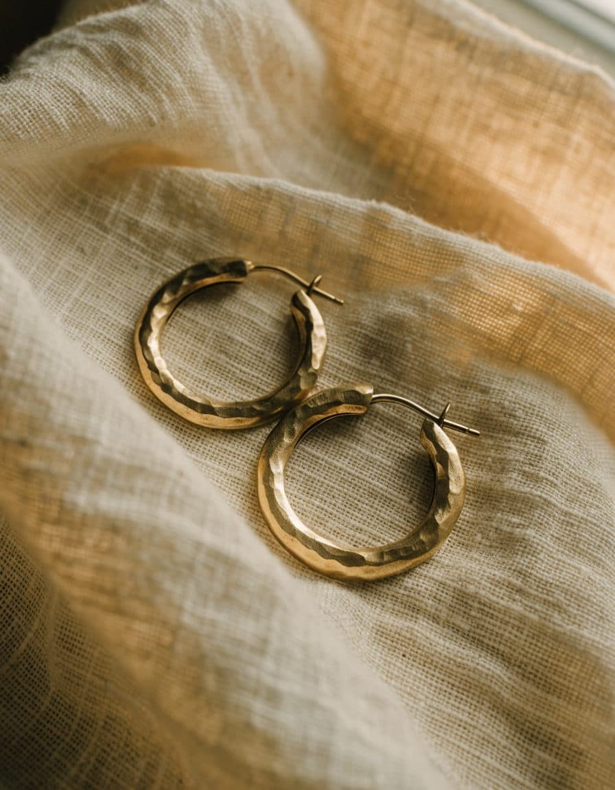 Hammered brass hoops