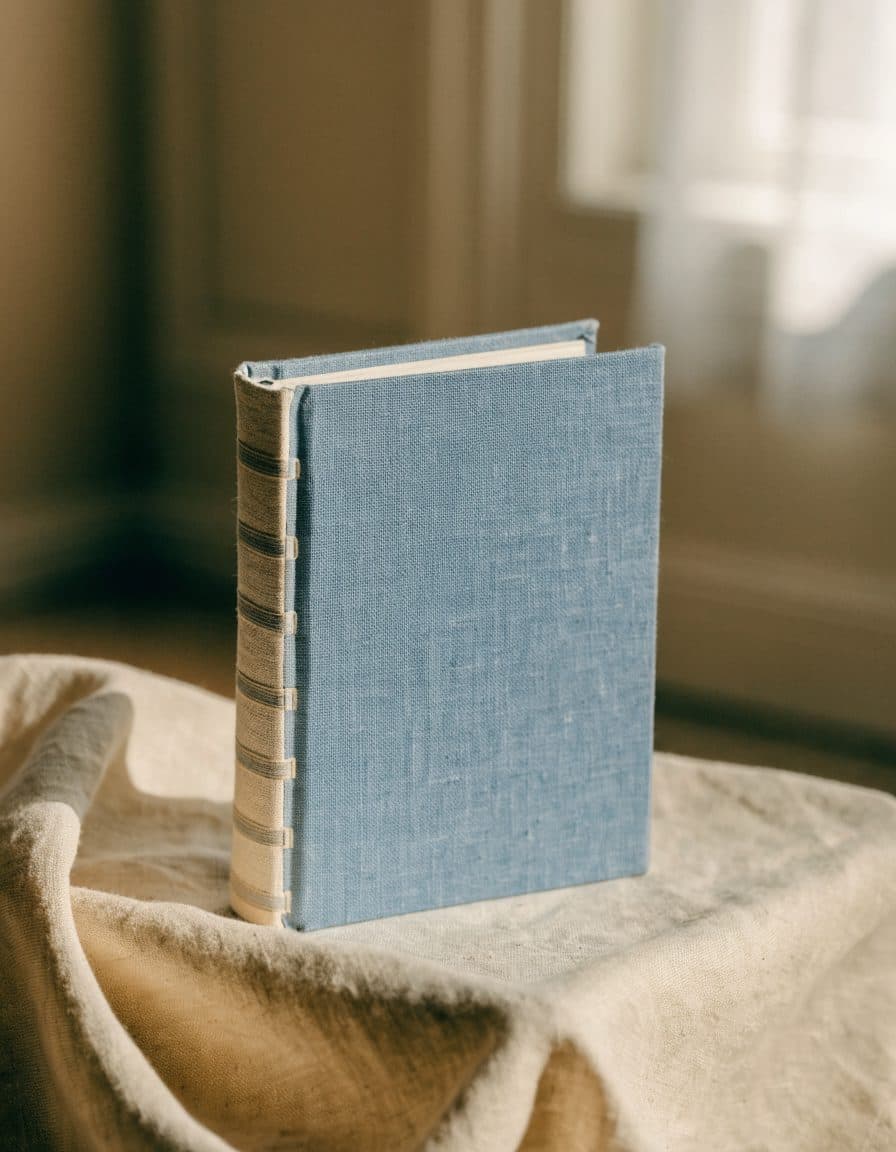 Linen hardcover notebook, dusty blue