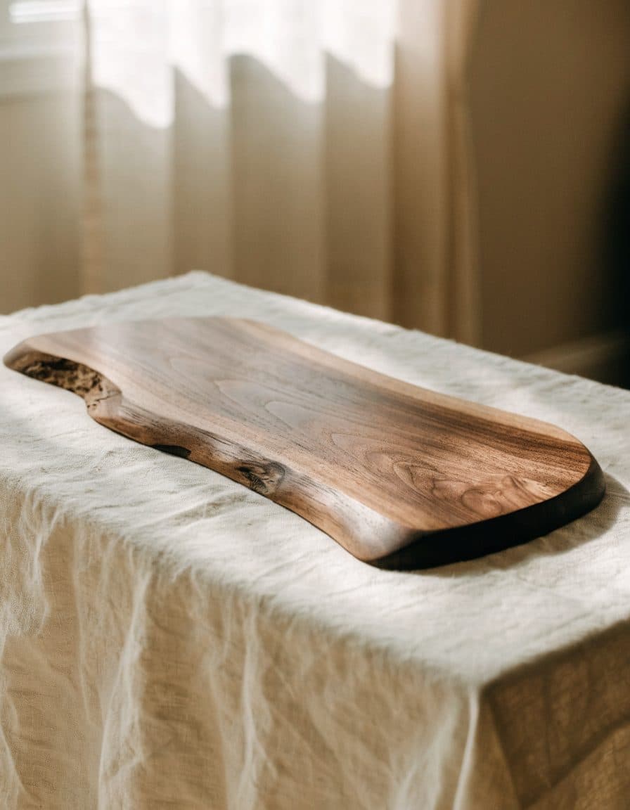 Walnut serving board, live edge